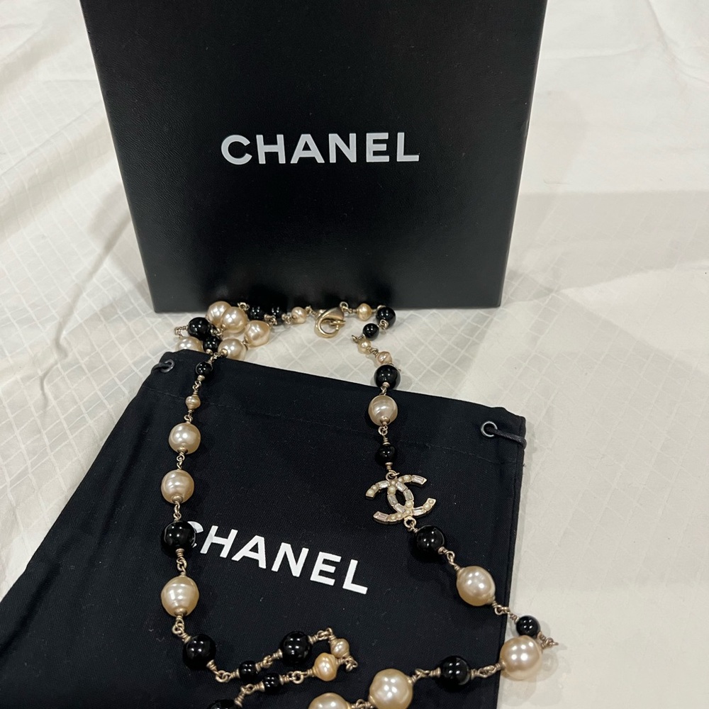Authentic Chanel black and white necklace.
